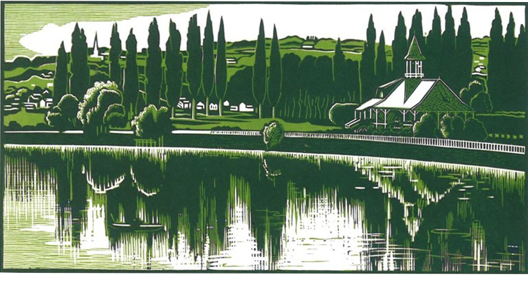 Le golf et l’Allier. Gravure de Paul Devaux - Fonds patrimoniaux de la ville de Vichy